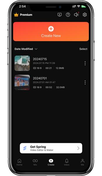 Screenshot of KineMaster video editing interface showing timeline, preview window, and editing tools