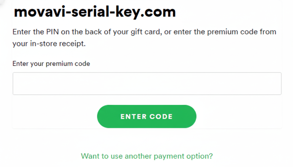 A Spotify 'Redeem your code'
Enter Code to Unlock Premium Features